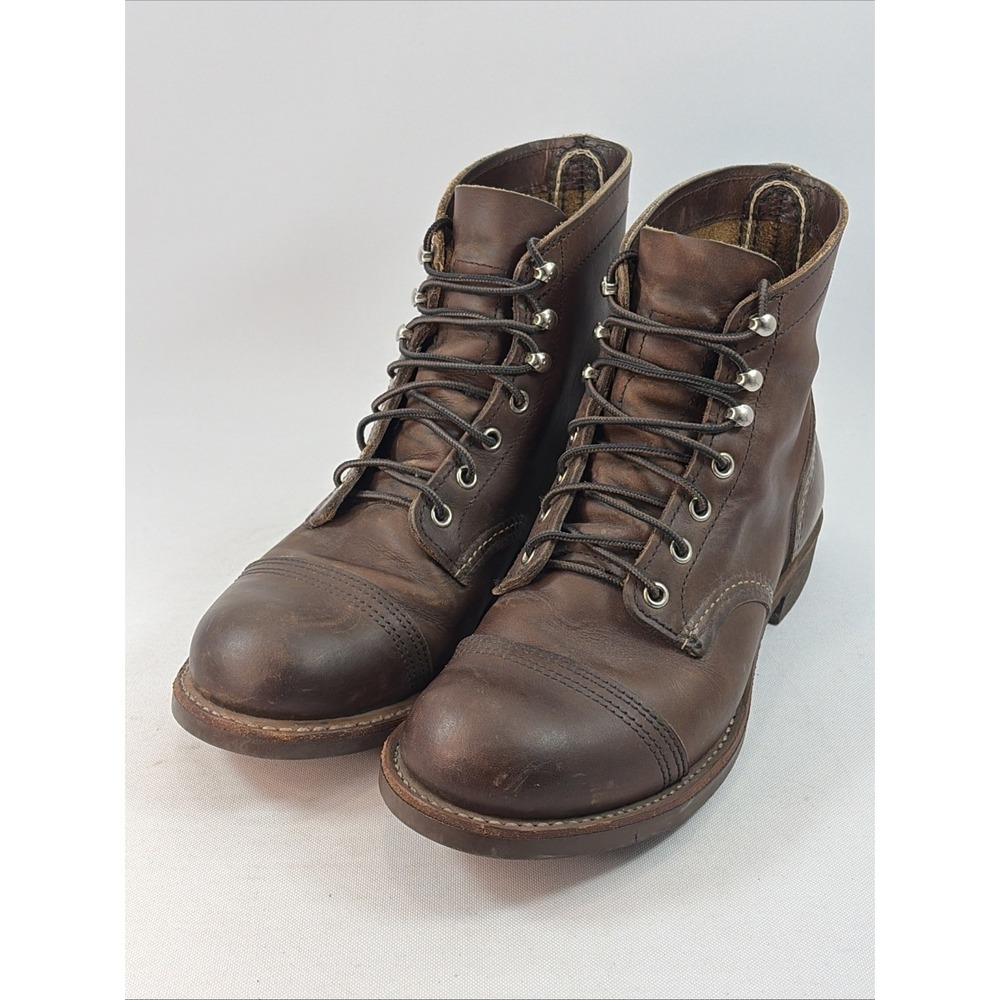 Red Wing Iron Ranger Boots Men's Sz 8D Brown 8111 Biker Cap Toe Leather Lace Up
